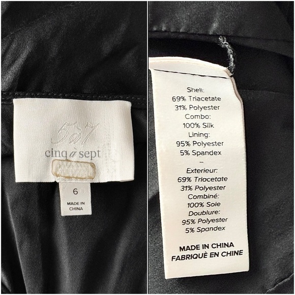 CINQ A SEPT Silk Satin Bodice Crepe Skirt Sleeveless Draped Neck Leg Slit Gown 6 - Picture 6 of 8